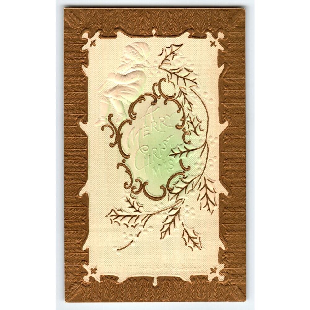 Santa Claus Christmas Postcard P Sander Deep Embossed Gold Border Unused Vintage